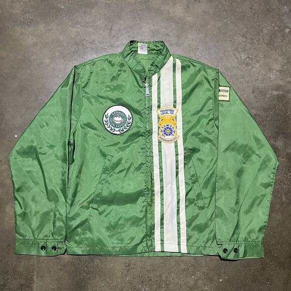 Vintage 70s Greensboro Green Boxy Striped Light Jacket - Picture 1 of 6